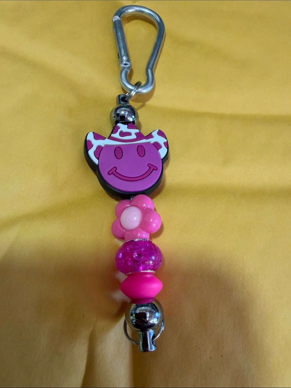 Green Avocado and Pink Cow Beaded Keychains - Cute Clip-On Accessories - Picture 3 of 4